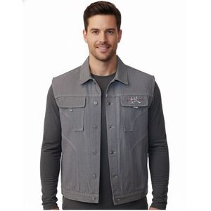 Ballers Urban Gear Jean Vest Vintage Embroidered Made In USA Mens Size 3XL